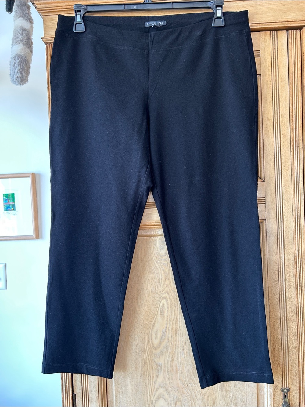 Eileen Fisher Black Straight-Leg Pull-On Pants LP